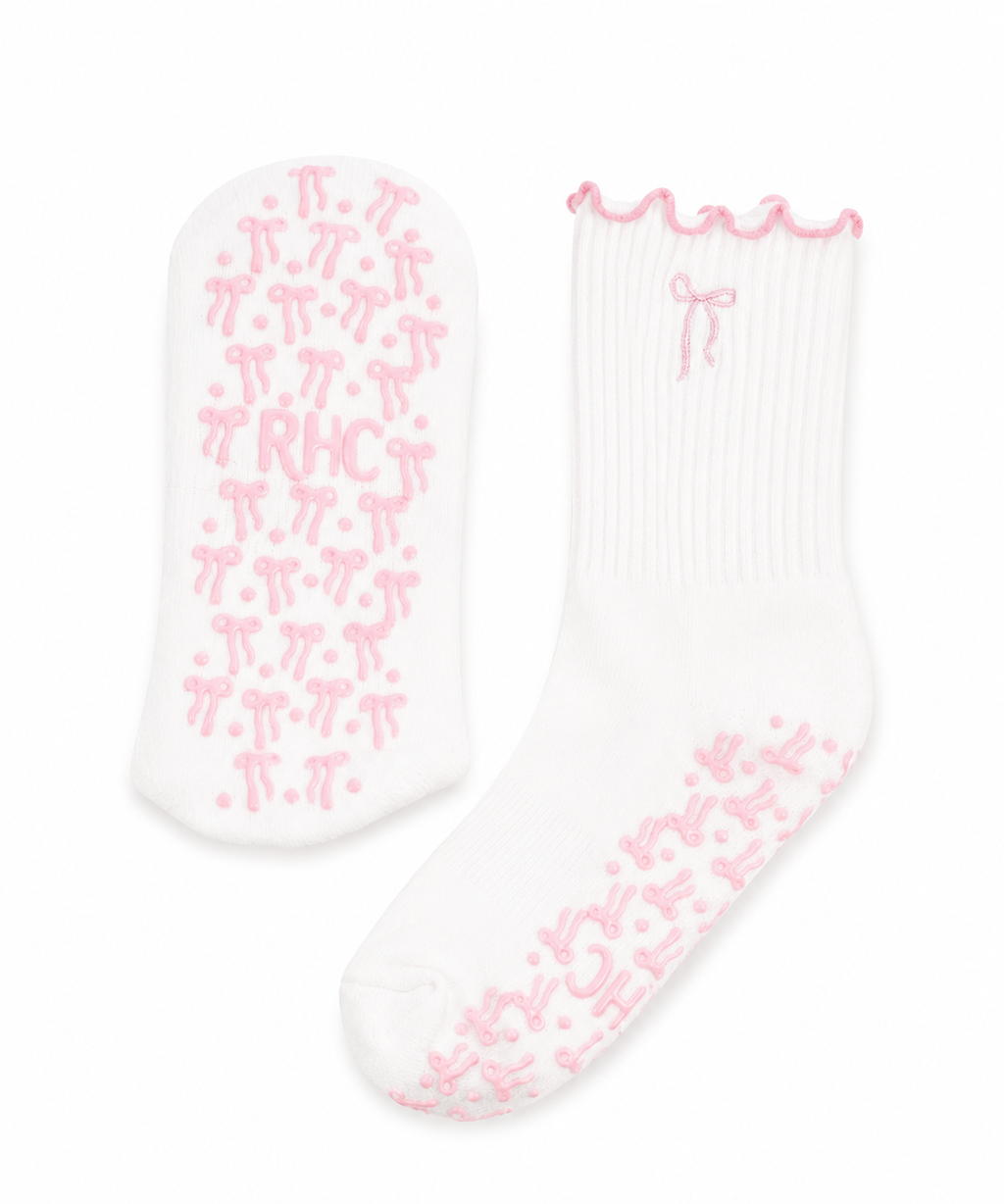 Beautiful Bow Blush Pink Grip Sock