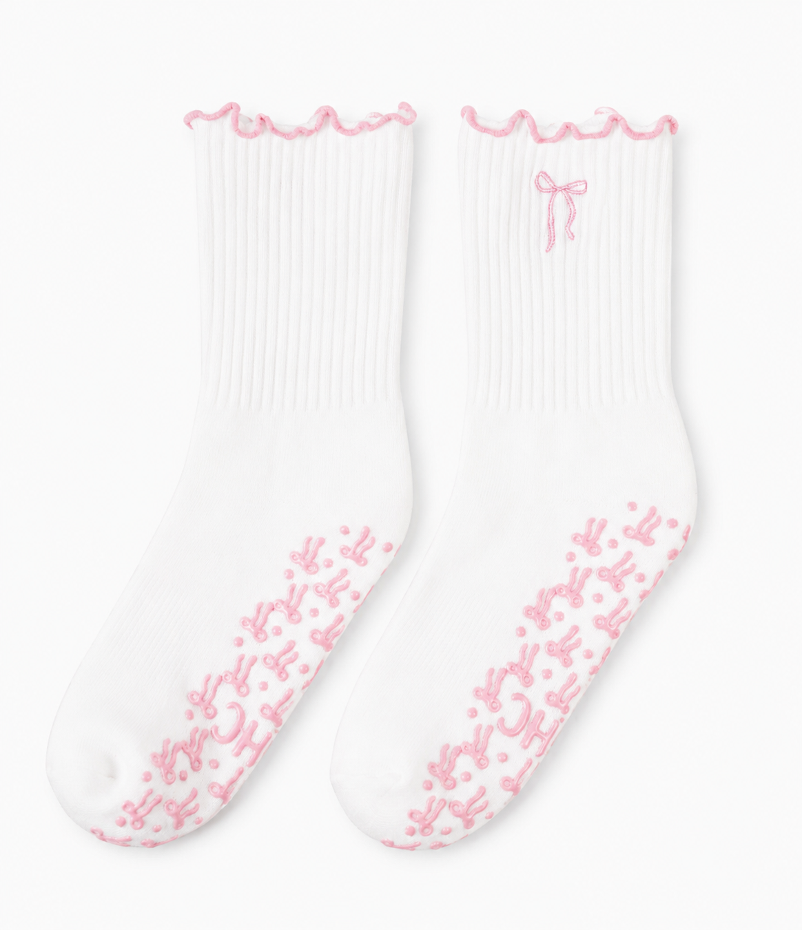 Beautiful Bow Blush Pink Grip Sock